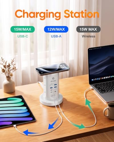 Power Strip Tower Surge Protector with 9 AC Outlets 8 USB (4 USB C)