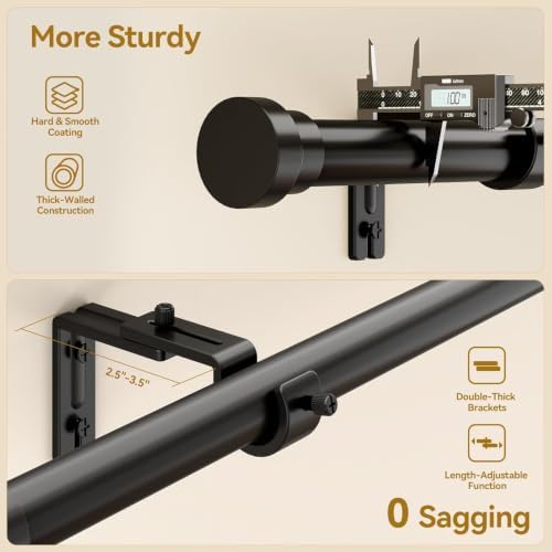 YaFex Curtain Rods 32-144 Inch, Heavy Duty 1 Inch Adjustable Curtain Rod for Windows