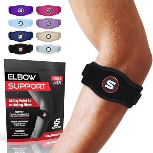 Sleeve Stars Tennis Elbow Brace for Men & Women, Fits 9"-23" (Single/Black)