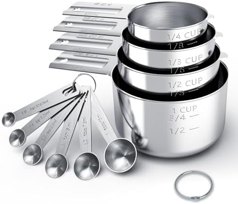 Stainless Steel Measuring Cups & Spoons Set, Cups and Spoons