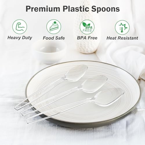 Dealusy 360 Count Clear Plastic Spoons Disposable