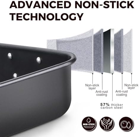 Lasagna Pan 3 Inch Deep, 15x10 Baking Pan for Oven, Nonstick Cake Baking Dish for Brownie