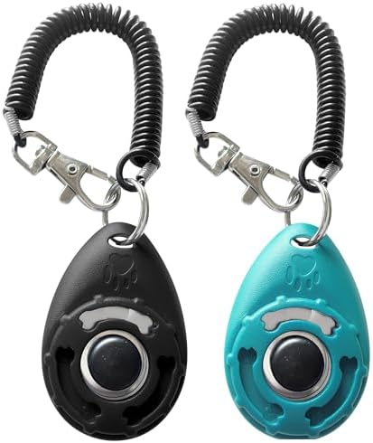 Dog Training Clicker with Sring Wrist and Keyring - Pet Dog Training Clickers for Puppy