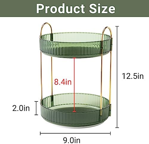 360 Rotating Makeup Organizer for Vanity,2 Tier Large Capacity Skincare Organizers