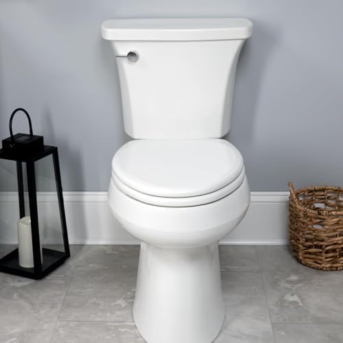 Mayfair Linden Slow Close Toilet Seat, Non Slip Heavy Duty Wood, Easy Install, Elongated