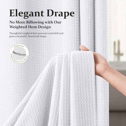 Waffle Shower Curtain 256 GSM Heavy Duty Fabric 72"x72" White