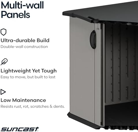 Suncast Glidetop Horizontal Shed, Resin Outdoor Storage Shed, Dove Gray