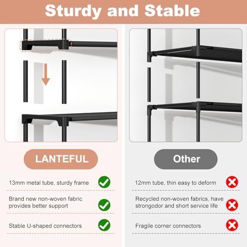 3 Tier Shoe Rack for Closet, Shoe Organizer with 5 Hooks