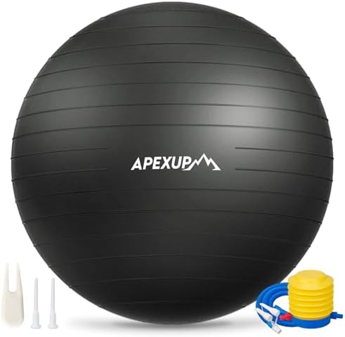 APEXUP Yoga Ball, 660 lbs Anti-Burst Exercise Ball with Pump, 5 Sizes