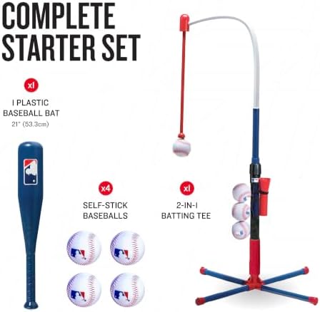 Franklin Sports Grow-with-Me Kids Baseball Batting Tee + Stand Set for Youth + Toddlers