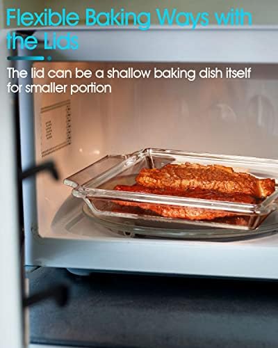 NUTRIUPS 8x8 Square Baking Dish with Glass Cover and Lid