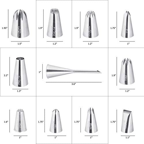 11 Pcs Extra Large Piping Tip Set,Stainless Steel Cake Decorating Icing Tips Nozzles