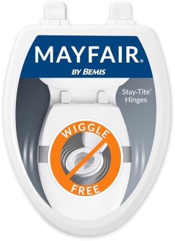 Mayfair Linden Slow Close Toilet Seat, Non Slip Heavy Duty Wood, Easy Install, Elongated