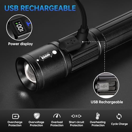 TrixHub Rechargeable Flashlights 2 Pack Super Bright High Lumens Flashlight