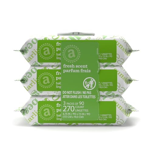 Amazon Elements Baby Wipes, Fresh Scent, Flip-Top Packs, Alcohol-Free