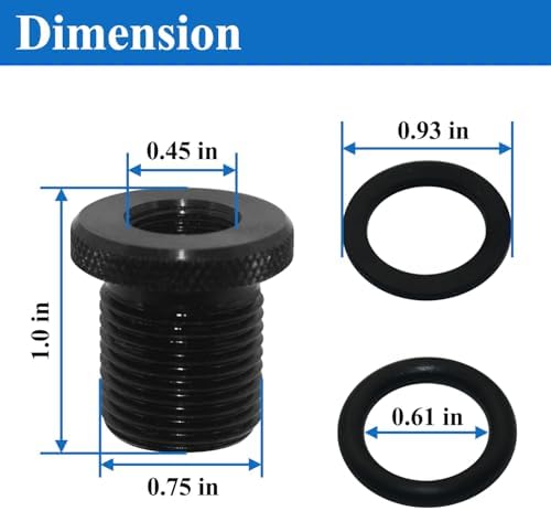 2 Pcs Knurled 1/2 x 28 to 3/4 x 16 Thread Adapters with Washers