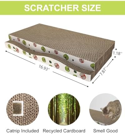 Cat Scratching Board, Corrugate Cat Scratcher with Catnip, 2 Pack
