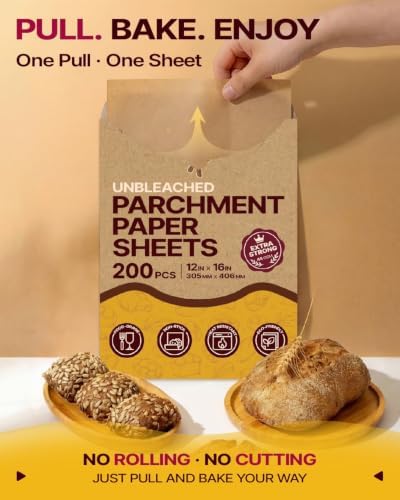 Katbite 200Pcs 12x16 In Unbleached Parchment Paper for Baking