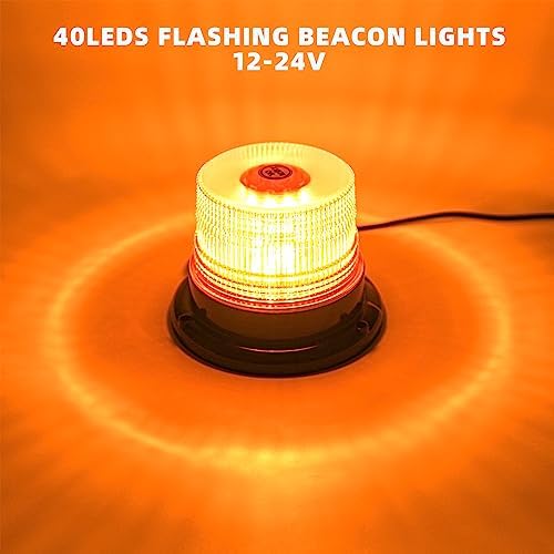 Amber Rooftop Beacon Strobe Lights w/Magnetic Base, 1-Pcs