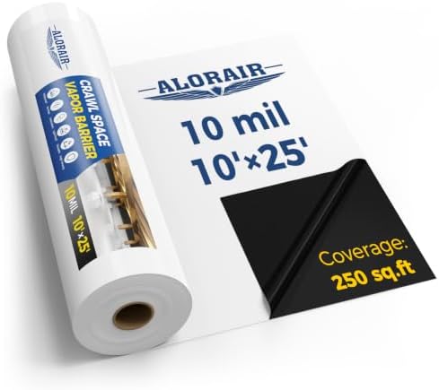 ALORAIR 10 mil Crawl Space Vapor Barrier 10' x 25' Plastic Sheeting