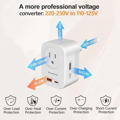 220 to 110 Voltage Converter US to Europe, Power Converter for Europe
