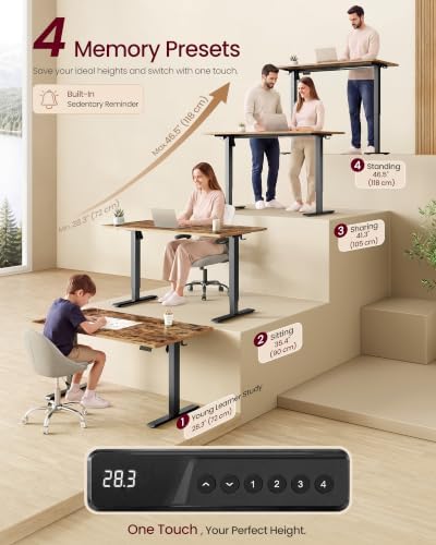 VASAGLE Standing Desk, 55x28 Inch Electric Adjustable Desk, 30-Min Assembly