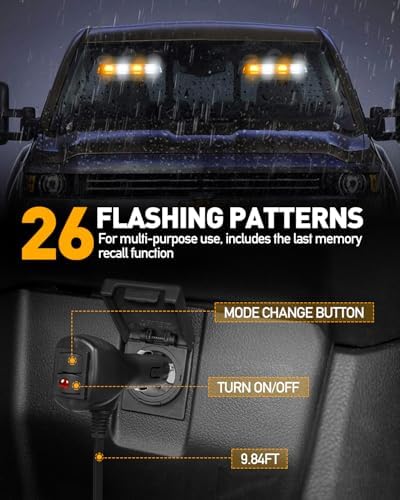 HLauto 2x8.5 inch Dash Strobe Lights Interior LED Windshield Lights