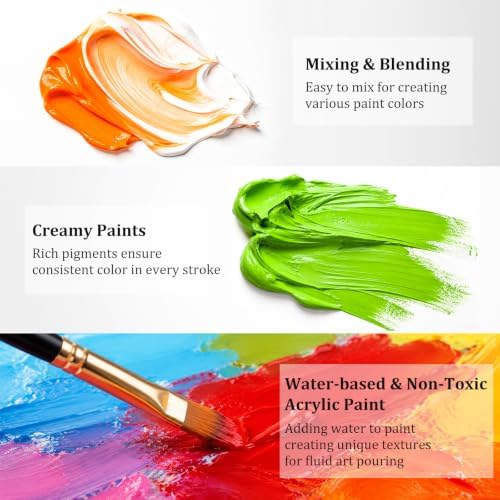 Caliart Acrylic Paint Set of 36 Colors with 12 Brushes