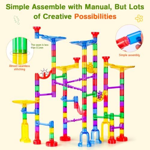Meland Marble Run - 132Pcs Marble Maze Game Building Toy for Kid