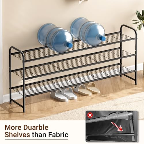 3-Tier Long Shoe Rack for Closet Metal Shoe Organizer for Entryway