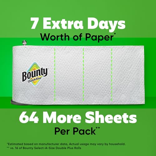 Bounty Paper Towels Quick Size, White, 16 Family Rolls = 40 Regular Rolls