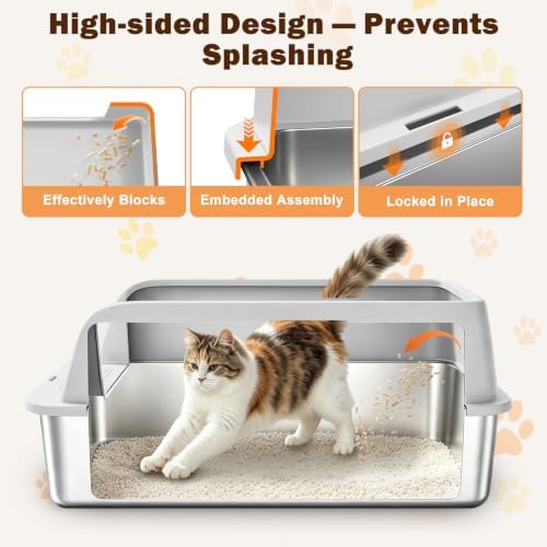 AIPERRO Stainless Steel Litter Box with Lid