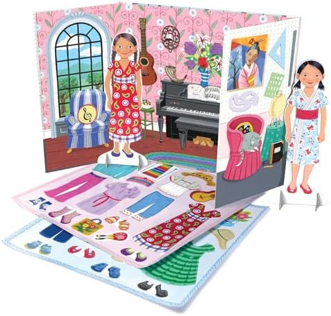 eeBoo Musician and Artist Paper Dolls Set - Reusable Dress-Up Play with Stand-Up Scene