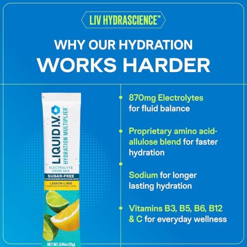 Liquid I.V. Sugar Free Hydration Electrolytes, Lemon Lime, 14 Count