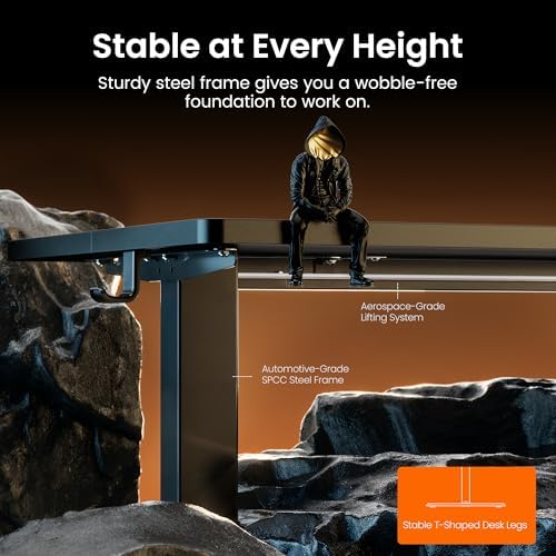 ErGear 48 X 24 Inch Height Adjustable Electric Standing Desk, Black