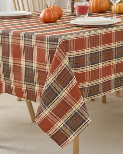 Fall & Thanksgiving Tablecloth Rectangular, Tartan Plaid, 60"x84"