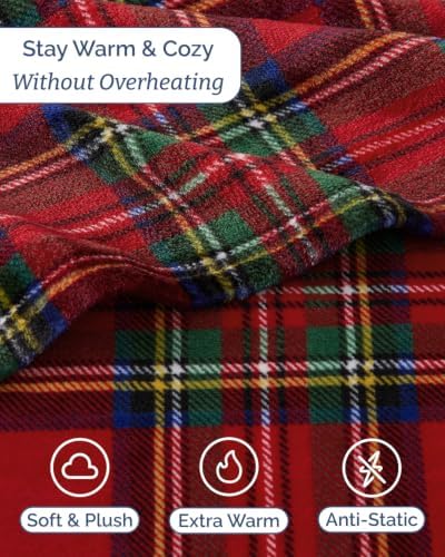 Fleece Sheets Twin XL Size Set - 3-Piece Velvet Flannel Sheet Set - Tartan
