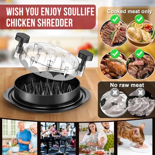 SoulLife Chicken Shredder 8 Inches, Chicken Shredder Tool Twist for Pork Beef Chicken