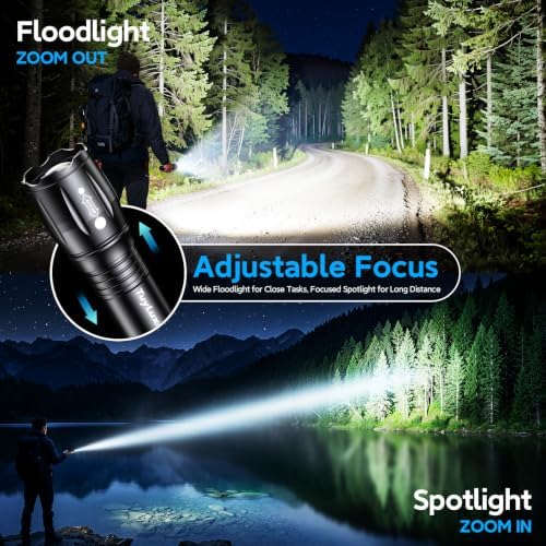 6 Pack LED Small Flashlights High Lumens, 36 AAA Batteries Included