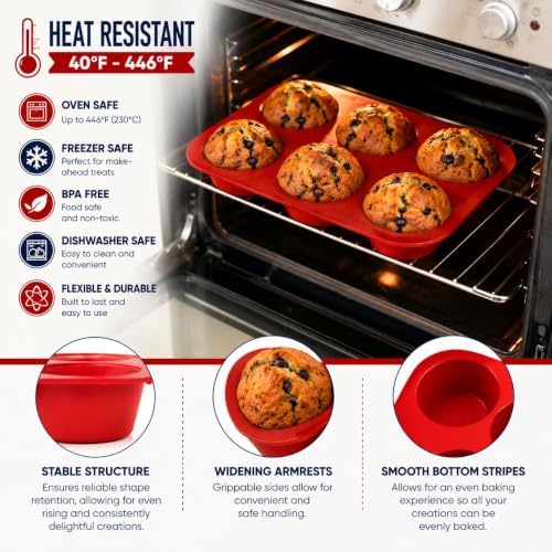 Silicone Texas Muffin Pan 6-Cups, Jumbo Muffin Pan Set of 2