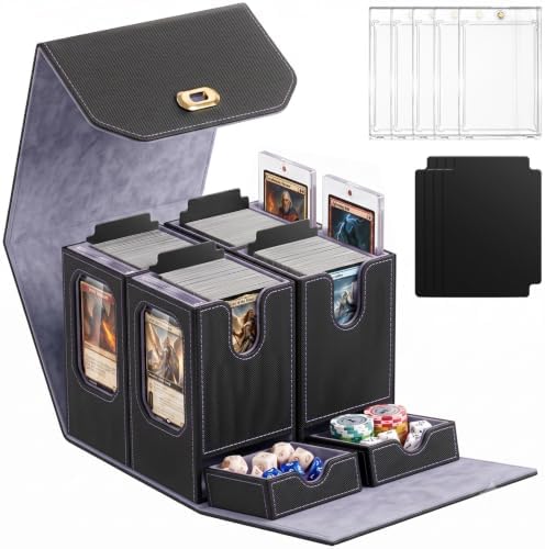 MTG Commander Deck Box, 4 Deck Card Storage Box with Handle