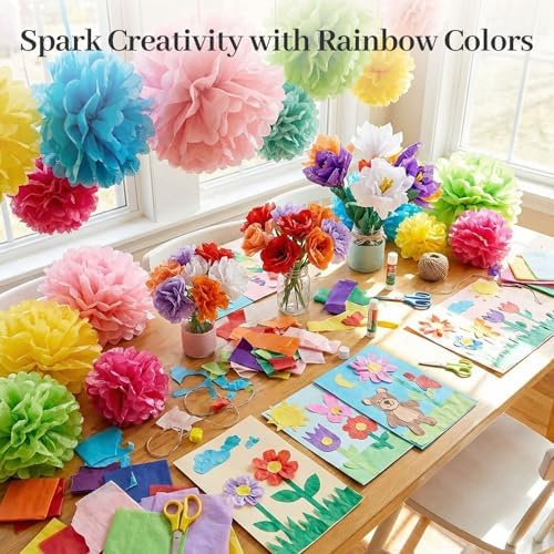 3 Otters Tissue Paper 150 Sheets, 14 X 20 inch 30 Colors for Gift Bags