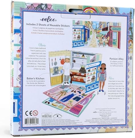 eeBoo Musician and Artist Paper Dolls Set - Reusable Dress-Up Play with Stand-Up Scene