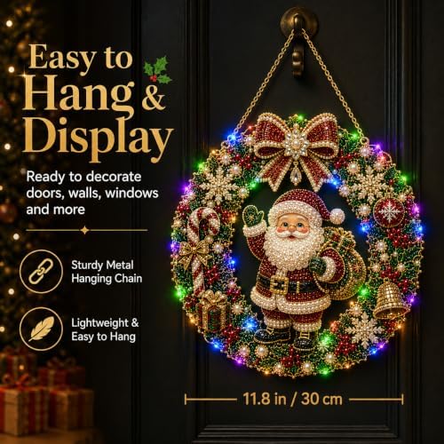 Christmas Pearl Diamond Painting Kit with LED String Lights (SNM 1, 9.84in)