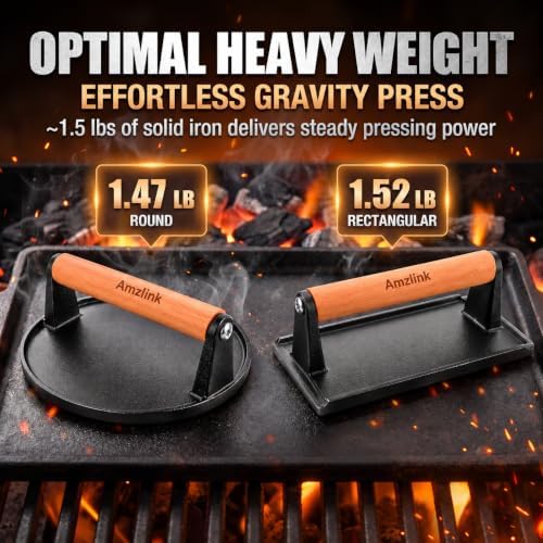 5 Pcs Smash Burger Press Kit, Cast Iron Burger Smasher, Steak Weight