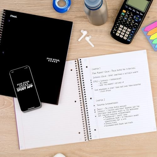 Five Star Spiral Notebook + Study App, 5 Subject, College Ruled Paper, 8-1/2" x 11"