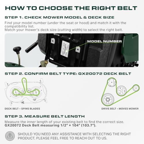 UDC Parts GX20072 Deck Belt, 1/2" x 104" Replacement for John Deere 42 Inch