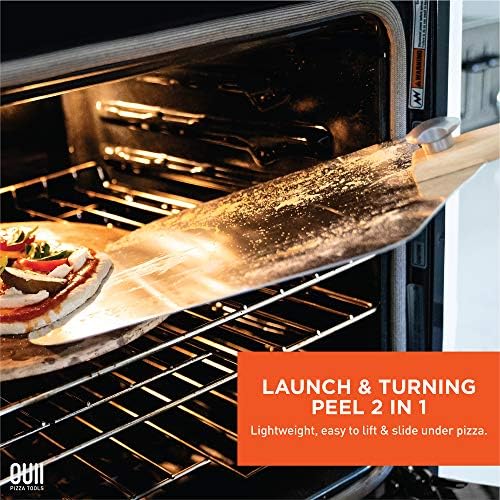 Aluminum Pizza Peel Metal - 12 x 14 Inch. Pizza Spatula for Oven with Foldable Wood