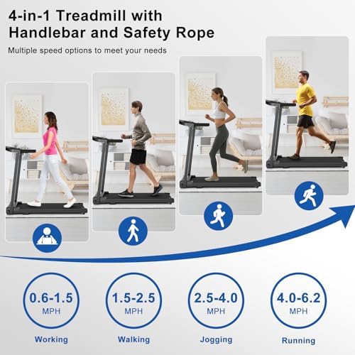 Treadmills for Home Walking Pad Machine- Foldable Treadmill with Handle Bar for Running