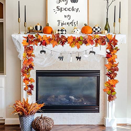 2 Pack Fall Garland Maple Leaf, 5.9Ft/Piece 7 Colors Hanging Vine Garland Artificial
